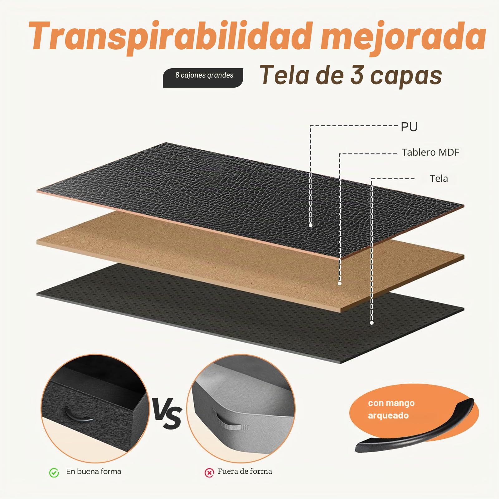 Mueble TV con 6 Cajones y Estantes Abiertos | Para TV de hasta 55", Negro, 120 × 30 × 68 cm, Ideal para Salón o Dormitorio