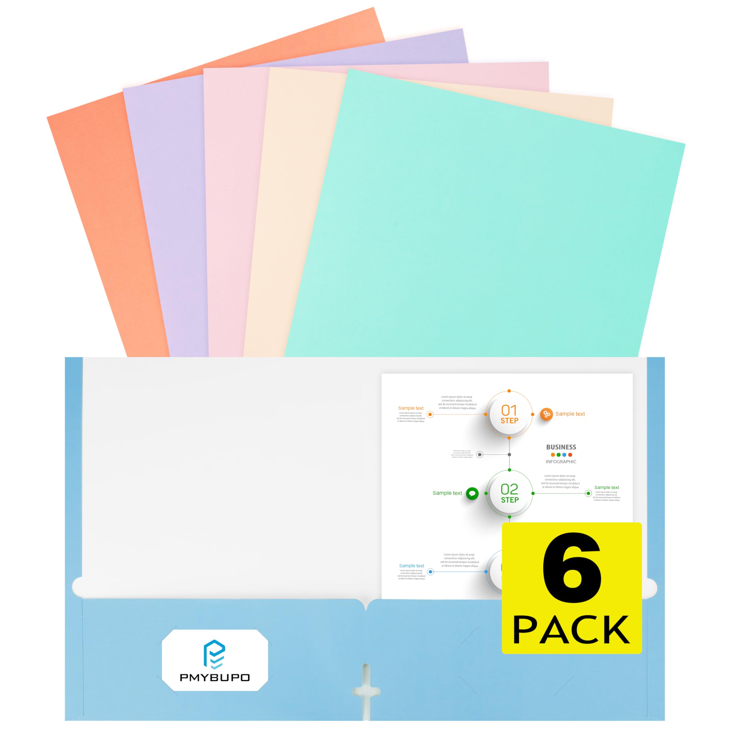 Colorful File Folders - 6 Pack Pastel Folders -1 Colorful File Folders - 6 Pack Pastel Folders -1