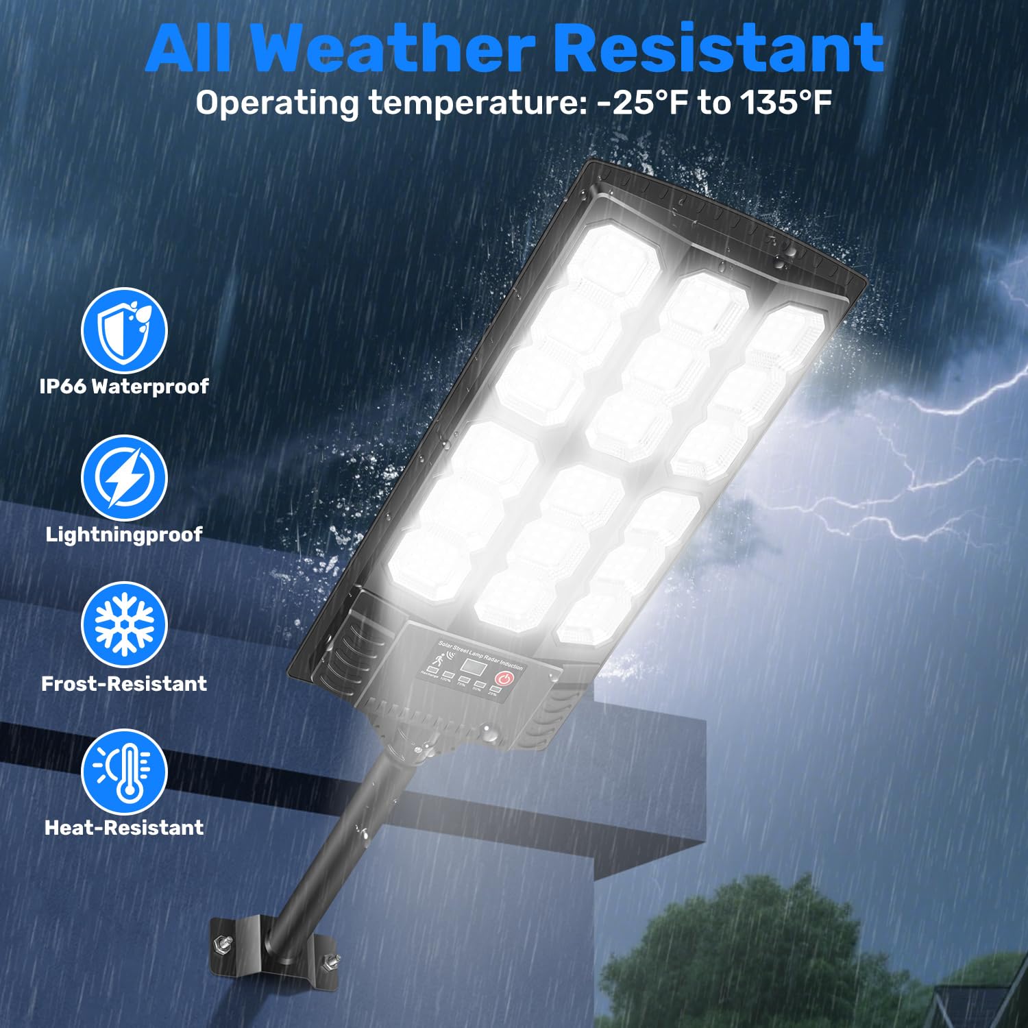 Solar-Straßenlaternen für Außen 800W 6500K, Wasserdichte LED Solarleuchten mit Bewegungsmelder & Fernbedienung, Solar-Straßenleuchten geeignet für Straßen, Parkplätze, Höfe, Garagen, 2 Stück