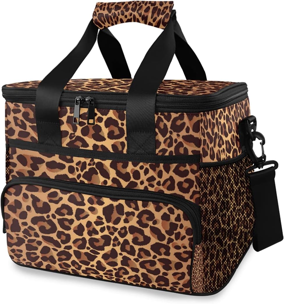 Amazon.com: HMZXZ Large Cooler Lunch Bag Animal Leopard Skin Pattern 24 ...