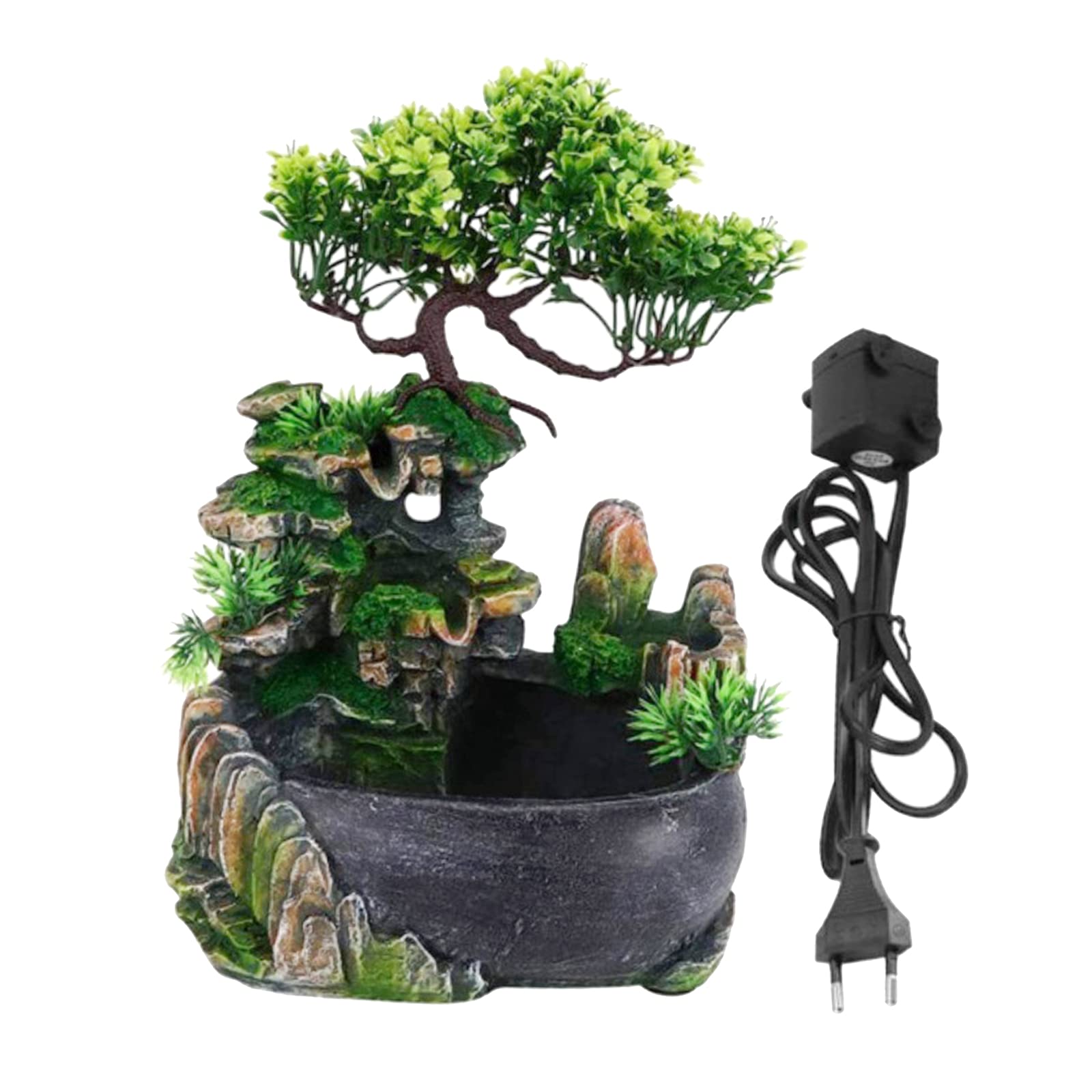 Fuente de interior KiBcsLic cascada decorativa de resina para mesa sin spray