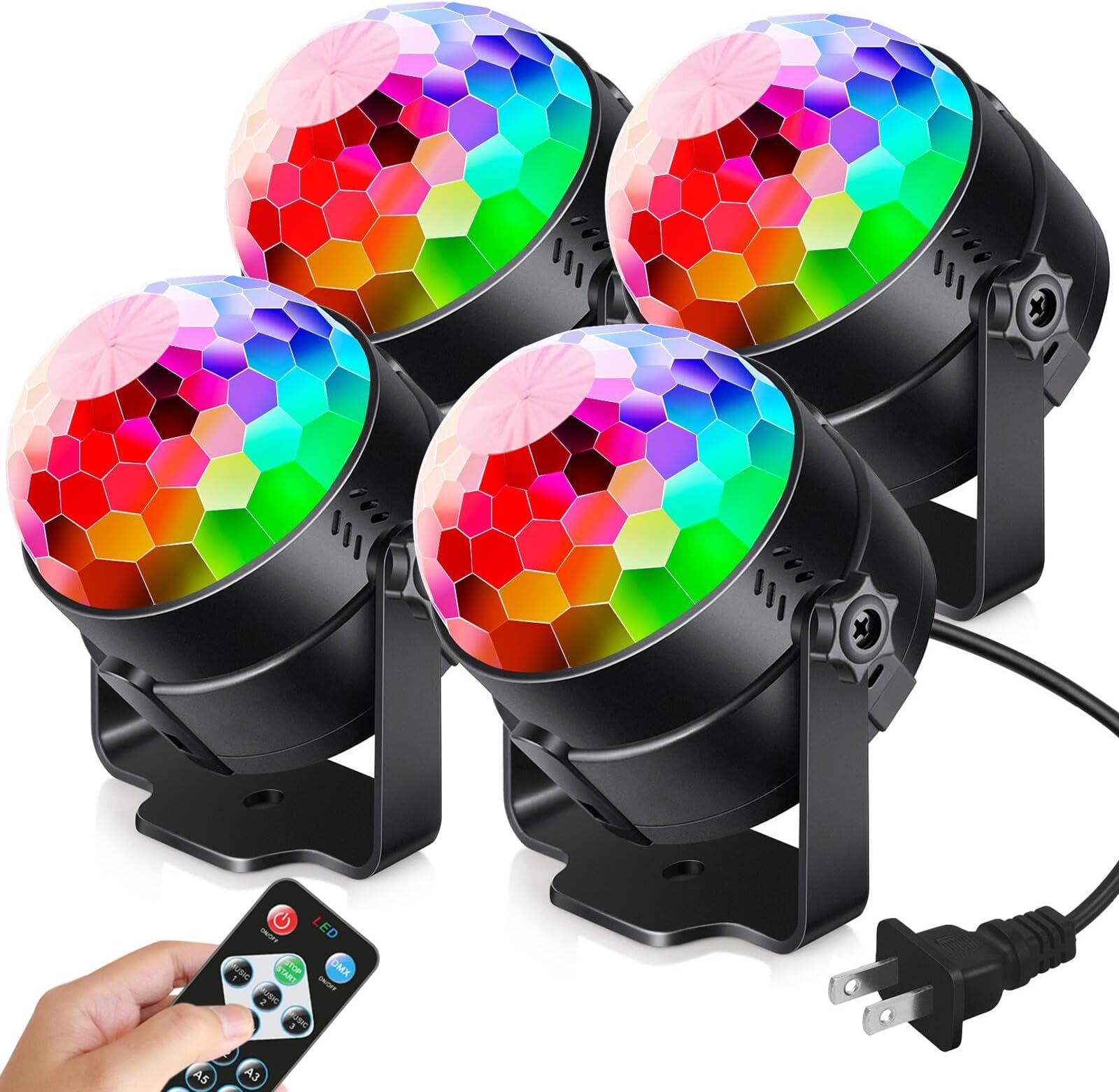 [4Pack] Sound Activated Party Lights with Remote Control Dj Lighting