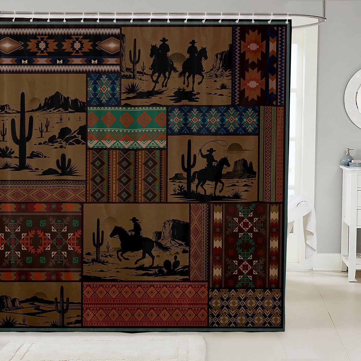 Feelyou Boho Western Shower Curtain 72"x72" for Bathroom Kids