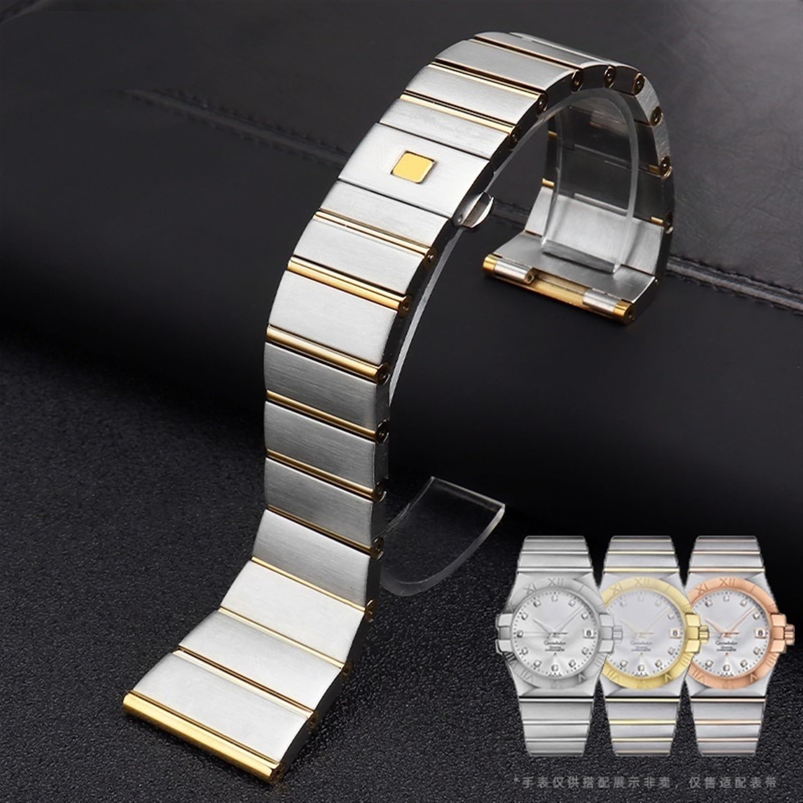 JDIME Pasek do zegarka ze stali nierdzewnej do zegarka Omega 15 mm 17 mm 18 mm 23 mm 25 mm solidna metalowa stalowa bransoletka, wielokolorowe, 23mm