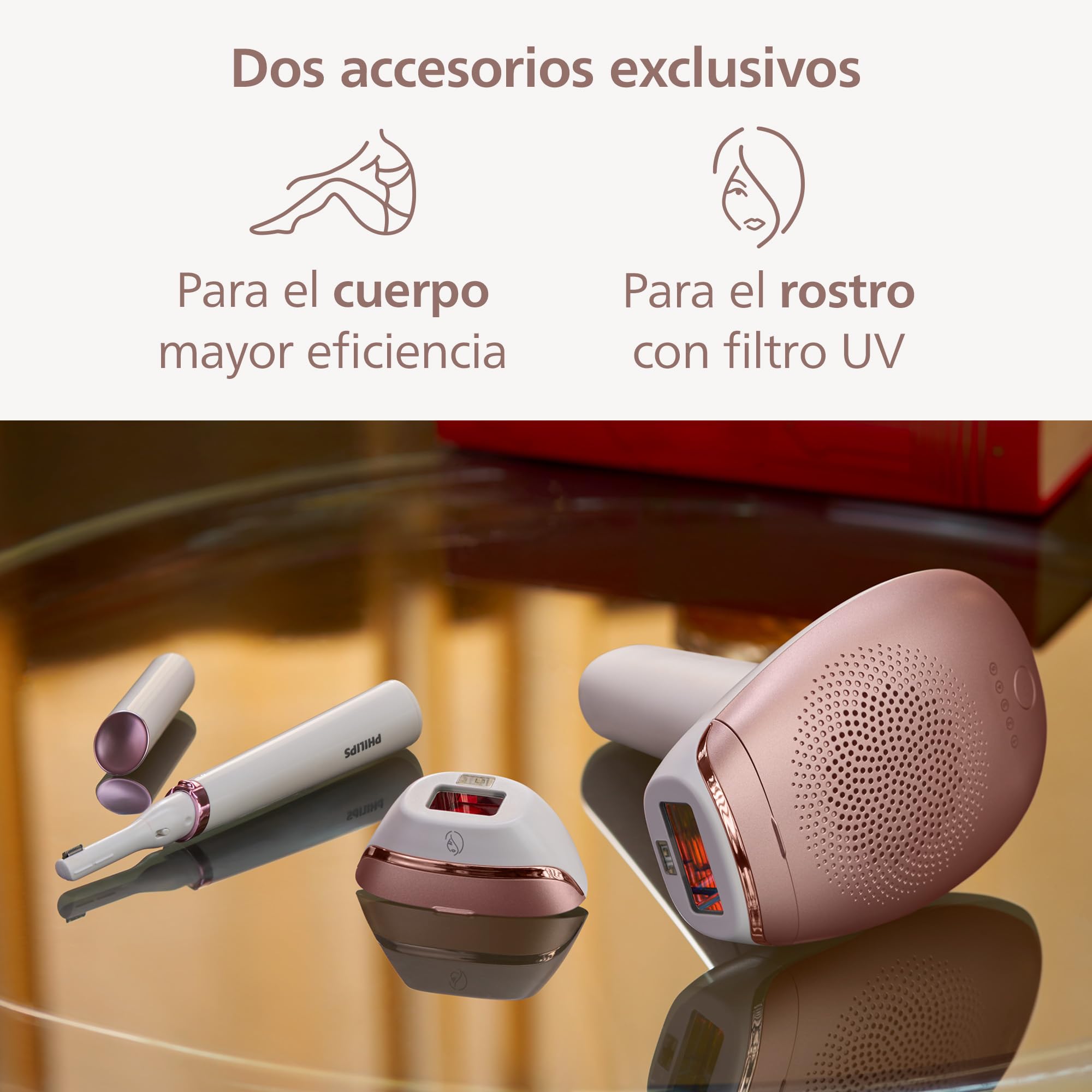 Philips Lumea serie 7000, dispositivo de depilación IPL, alternativa de depilación láser, con lápiz recortador compacto Satin, 2 accesorios para el cuerpo y la cara, modelo BRI921/00