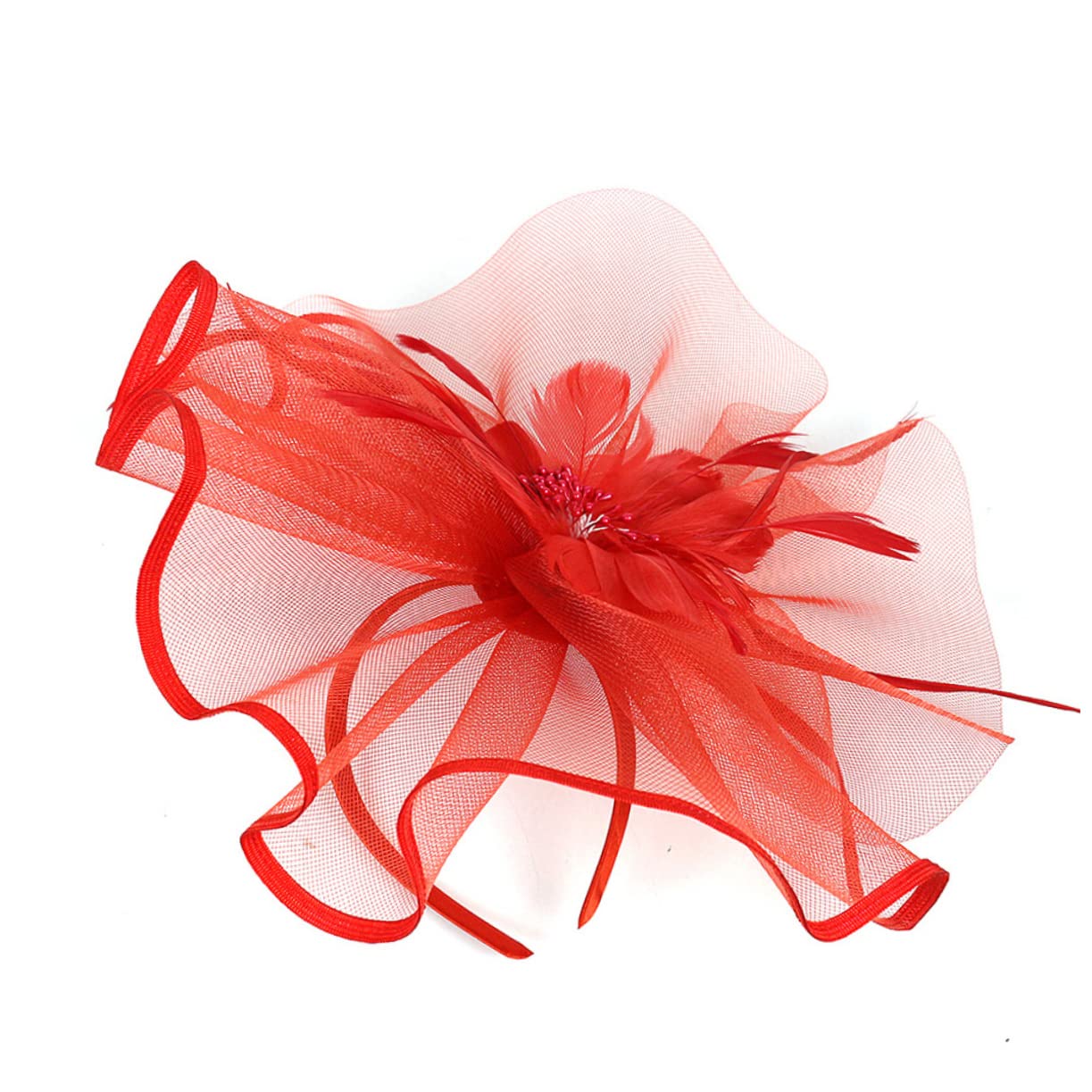Housoutil 2pezzi Fascinator Creativo Rosso Con Fiore Cerchietto Elegante Per Feste Matrimoni e Occasioni Speciali Accessorio Da Ballo e Cosplay Per Donne e Ragazze