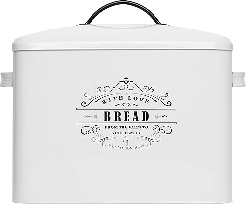 Panera blanca extragrande para encimera de cocina, capacidad para más de 2 panes para todo tu almacenamiento de pan, organizador de mostrador de pan