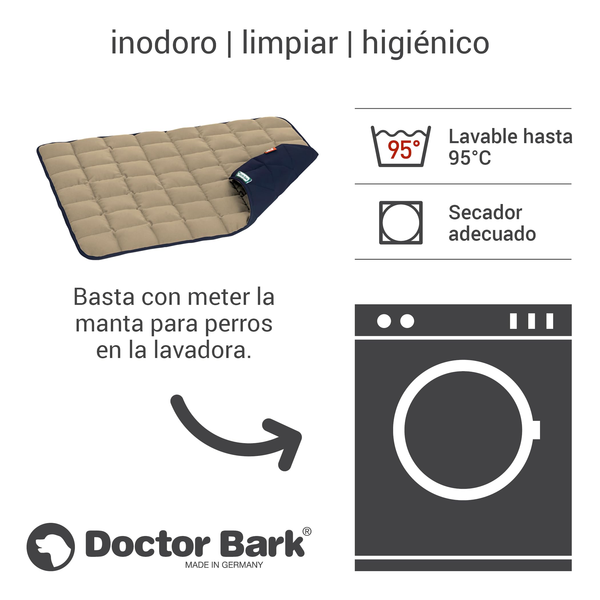 Doctor Bark Manta para Perros, Suave, Perros medianos, Resistente, para Interior y Exterior, Lavable hasta 95 °C (Talla M, marrón Dorado y Azul)