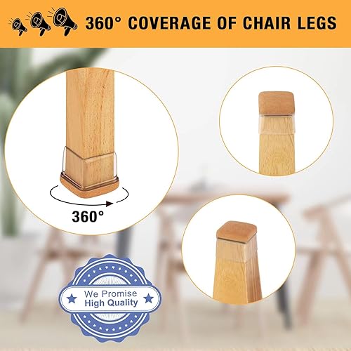 Miniatura 7 de 16 protectores de suelo cuadrados para patas de silla, protectores de silicona para patas de silla para suelos de madera dura, cubiertas para patas