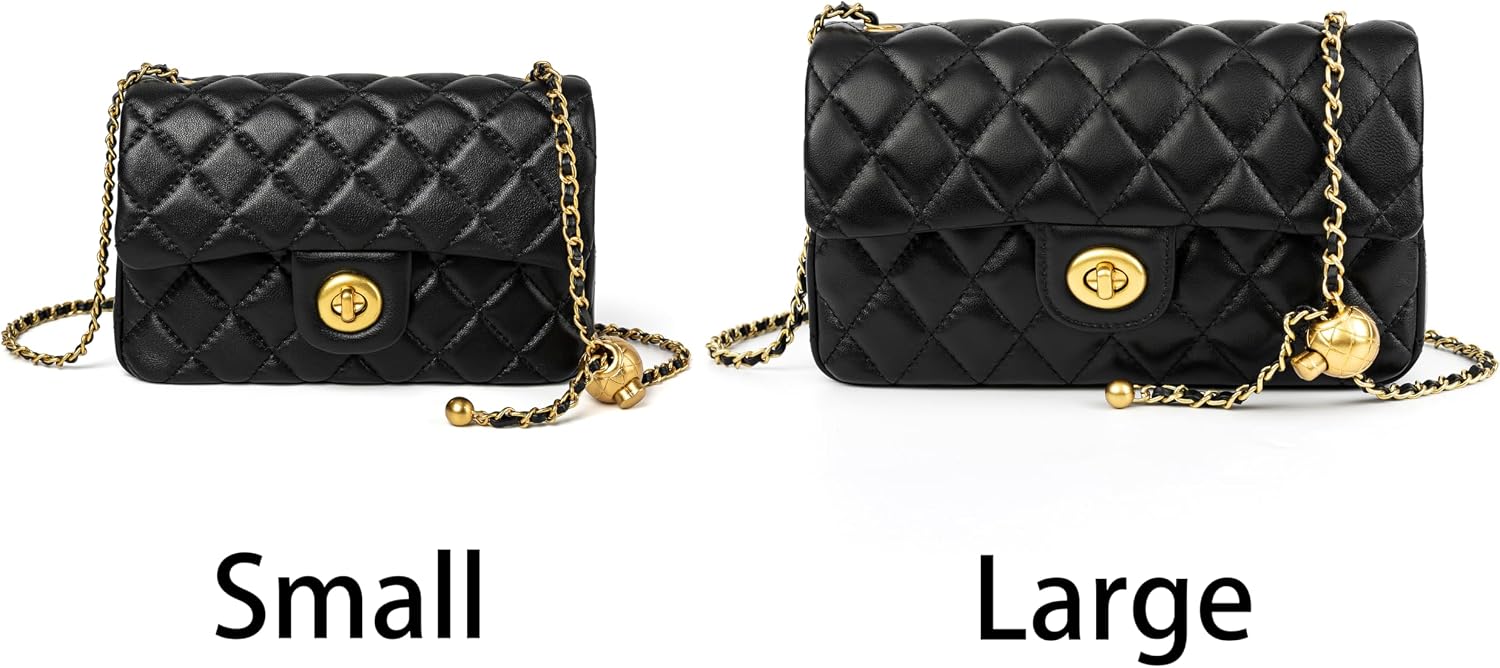 DORIS&JACKY Lambskin Leather Crossbody Purse for Women Small Quilted Bag