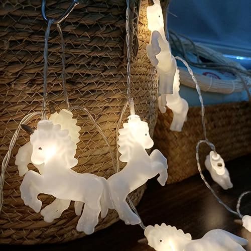 Miniatura 4 de Guirnalda de luces LED para habitación de los niños, lindo animal de unicornio, caballo para vacaciones, pared, ventana, árbol, luces decorativas,