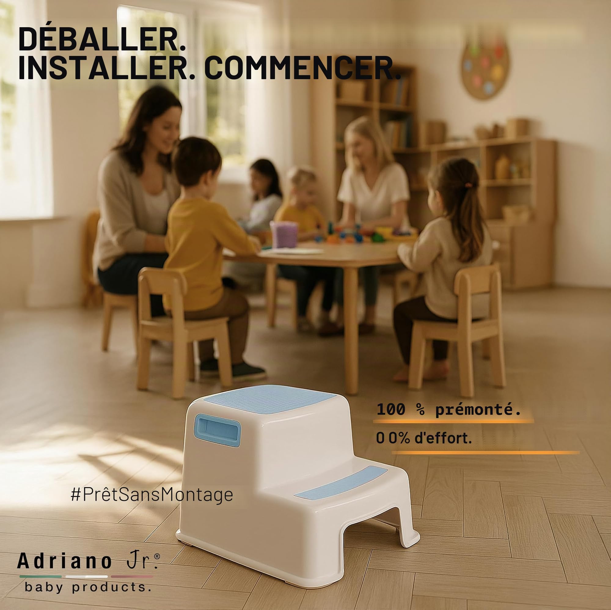 I Marche Pied Enfant I pour Adultes et Enfants I Tabouret Enfant à Deux Niveaux avec Surface antidérapante I Escabeau 2 Marches pour Salle de Bain & Cuisine I 26 cm I 80 kg I Bleu