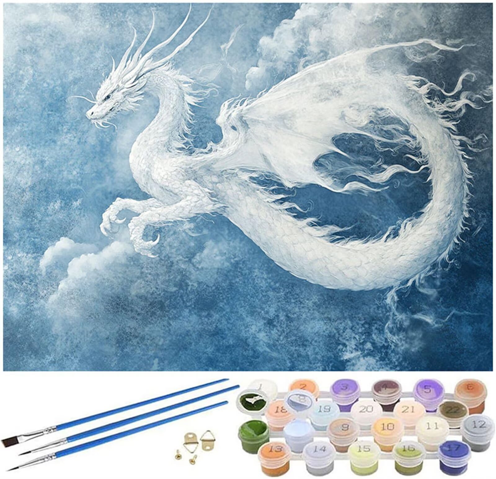 Peinture Numero Adulte Animal Peinture Numero D'art Dragon Paint by Numbers for Adults Enfant Bricolage Peinture Numéro Débutant Artisanat Kit,Decoration Chambre,Cadeau Femme (Sans Cadre 60x80cm) -853