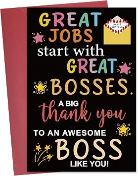 Boss Day Card, Bosses Day Gift for Women Men, Happy Bosss Days Card Gifts for Boss from Employees,Funny Bosses Gift for Her Him 01