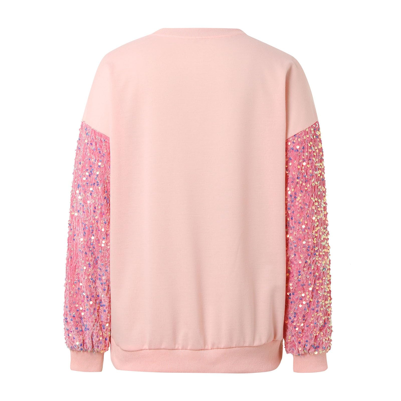 Sudadera Mujer Sin Capucha，Suéter de Manga Larga con Estampado navideño y Lentejuelas para Mujer