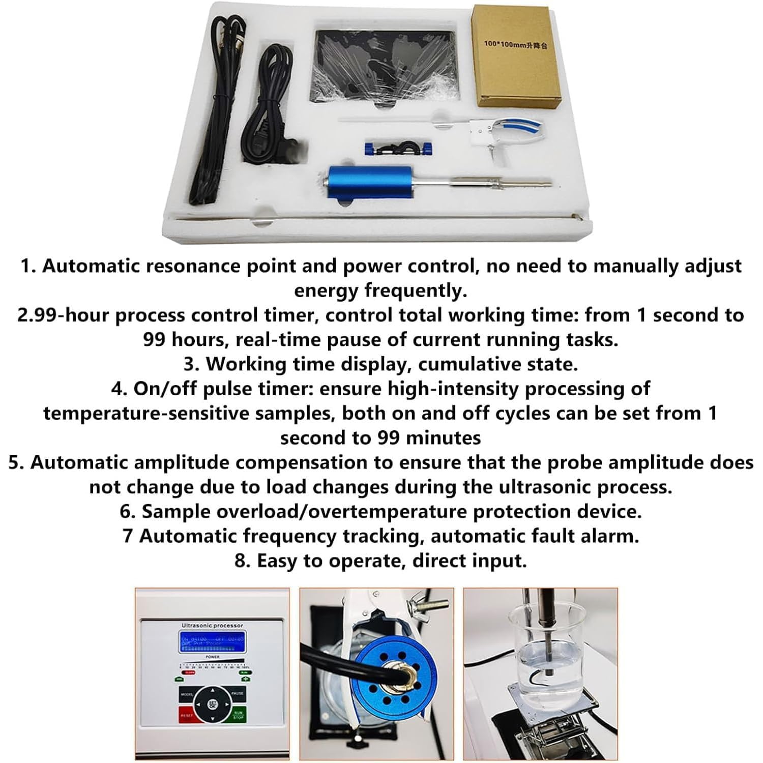800-W-Hochgeschwindigkeits-Ultraschallhomogenisator, digitaler Hand-Ultraschallhomogenisator für Labore, Hochgeschwindigkeits-Homogenisator, Dispergier-Emulgator, Ultraschallmischer 10mmprobe