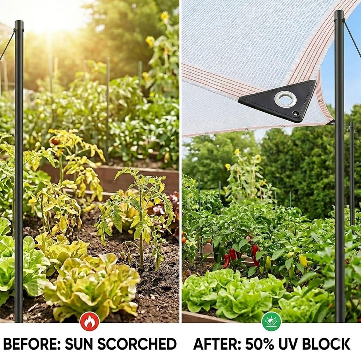 Rete Antigrandine, 50% Rete Ombreggiante Esterno, Bianco Telo Ombreggiante con Occhielli, Traspirante Vela da Sole per Orto Balcone Serra Giardino Hdpe Tenda da Ombra 3x4 5x5 6x10(3x5m)