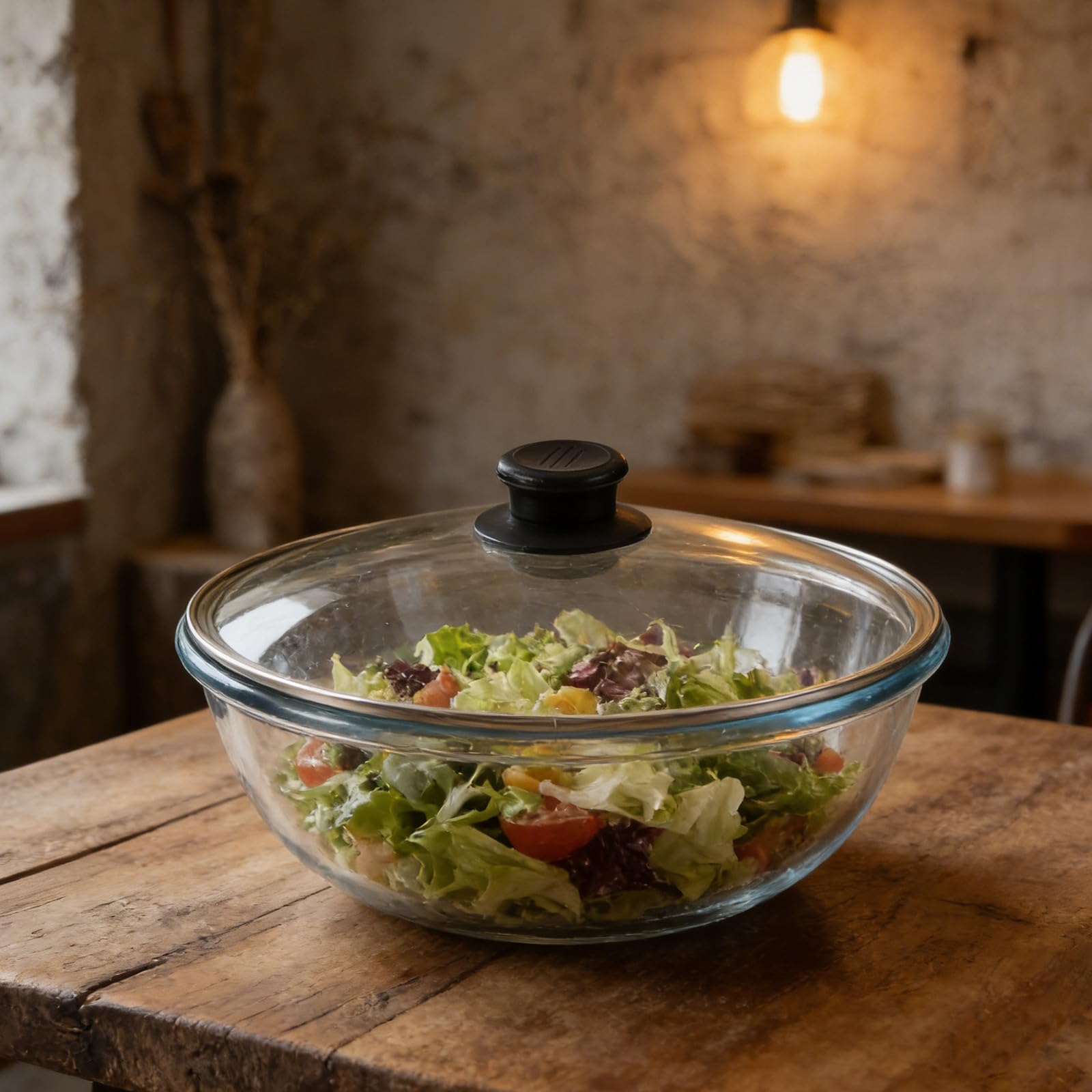 SECFOU Multifunktionale Glasrührschüssel mit Deckel 5700ml Transparente Küchenschüssel aus Glas und Kunststoff für Backen Zubereiten und Partys Geeignet