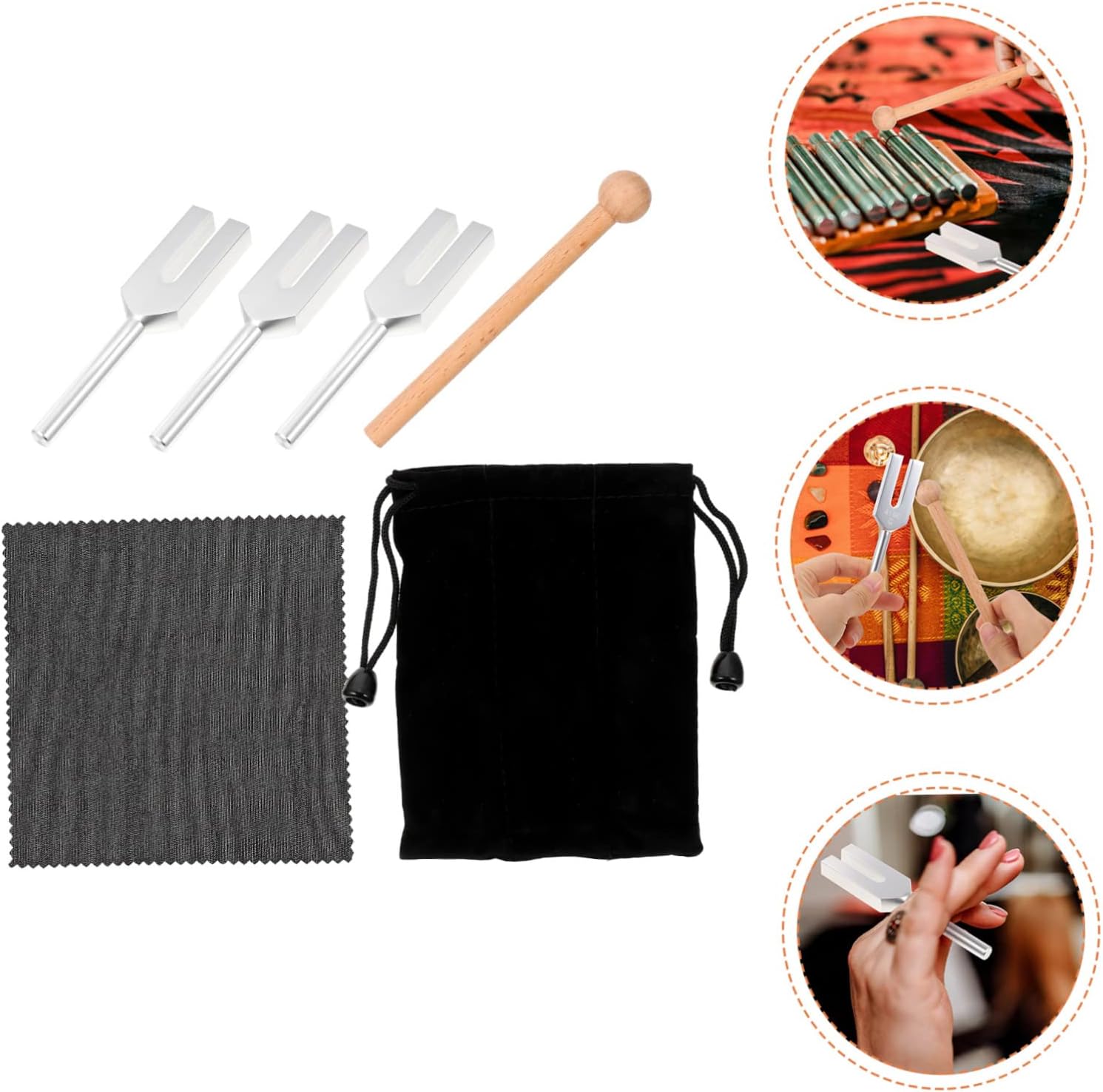 BESPORTBLE 5pcs Tuning Fork Set with Hammer Aluminum Alloy Frequency Tuning Forks for Sound Therapy Healing and Meditation Includes Storage Bag