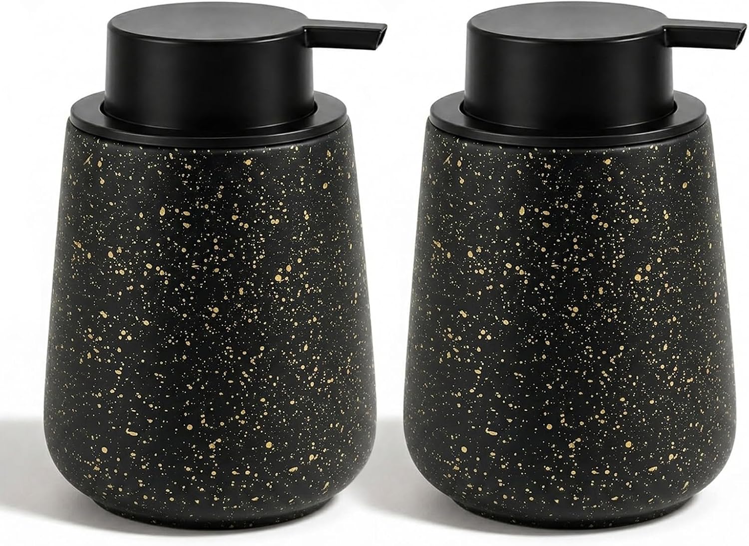Ceramic Foaming Soap Dispenser - 14.5 oz Foam Hand Soap Dispenser Bathroom, Modern Refillable Dish Wash Soap Bottle for Kitchen with Large Easy-to-Press Pump (Black-2pc)