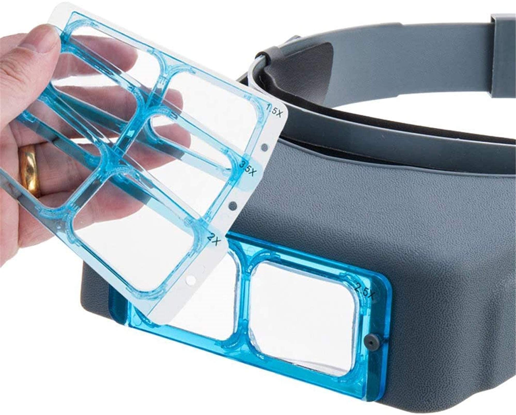 Lupa De Diadema, Lupa Digital De Mano, Lupa De Diadema con Lámpara Led para Joyeros Y Relojeros, 1.5X 2X 2.5X 3.5X, Lupa De Lectura Montada En La Cabeza, Visor De Joyería,
