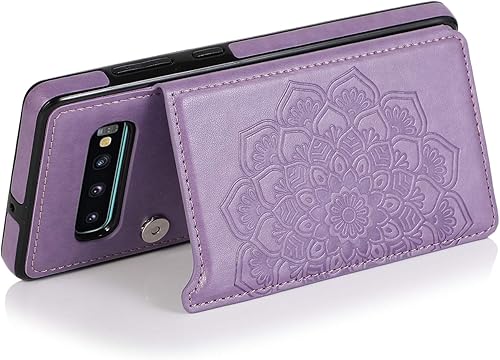 Miniatura 4 de Asuwish Funda compatible con Samsung Galaxy S10 y protector de pantalla de vidrio templado, accesorios para tarjetero, ranura para soporte, cartera,