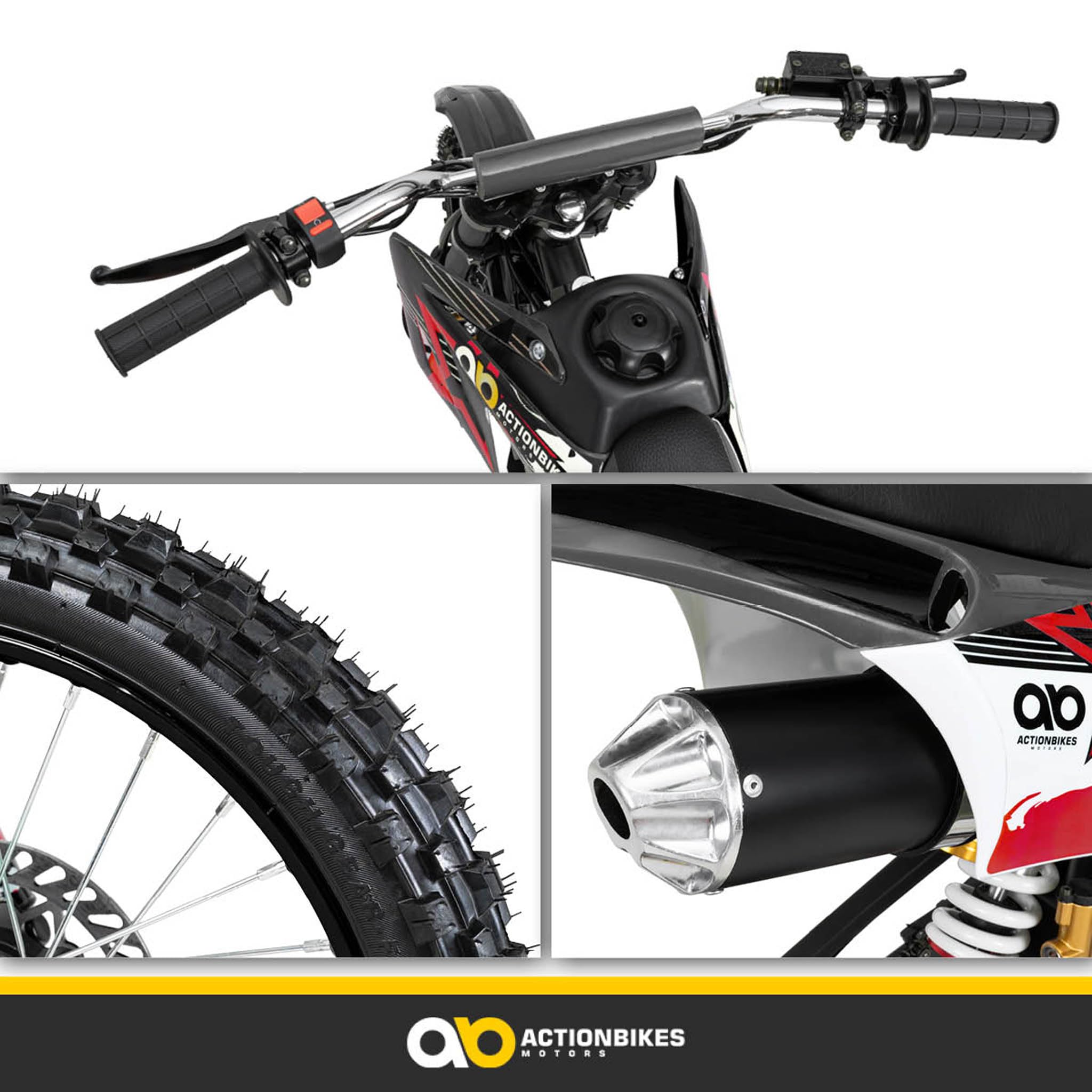 Actionbikes Motors Crossbike JC125 | 4-Takt 125ccm Benzinmotor (Schwarz) | Bis 𝟖𝟎 km/h | Motorrad | Pocket Bike | Dirt Bike | Motocross | Pocketbike | Motorsport | Dirtbike | Enduro ab 14 Jahren