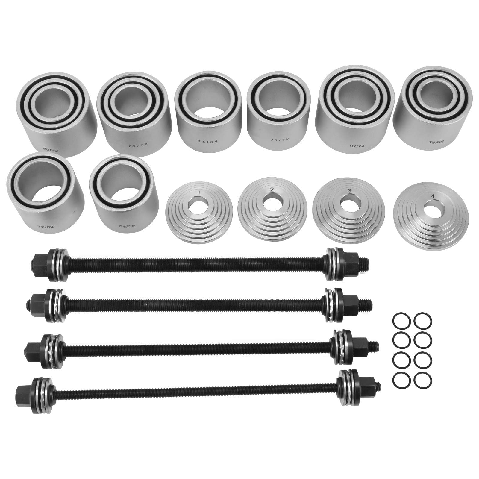 FreeTec Juego de rodamientos silenciosos de 28 piezas, extractor de cojinetes de rueda, herramienta de manguitos de presión, extractor de cojinetes silenciosos con maletín de almacenamiento, extractor