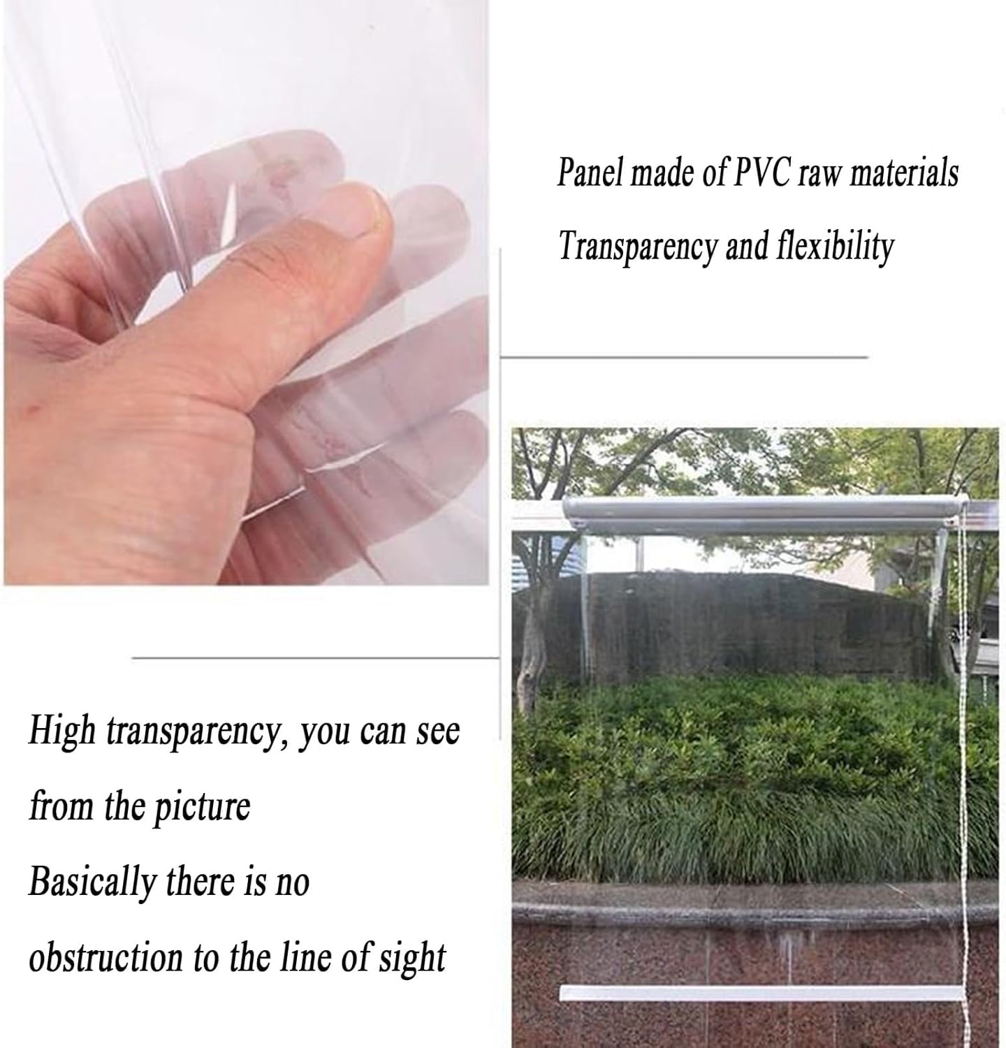 Stores enrouleurs Transparents, Stores enrouleurs extérieurs, Stores enrouleurs en Plastique Transparent for Cuisine intérieure et extérieure(1.0 * 2.0m)
