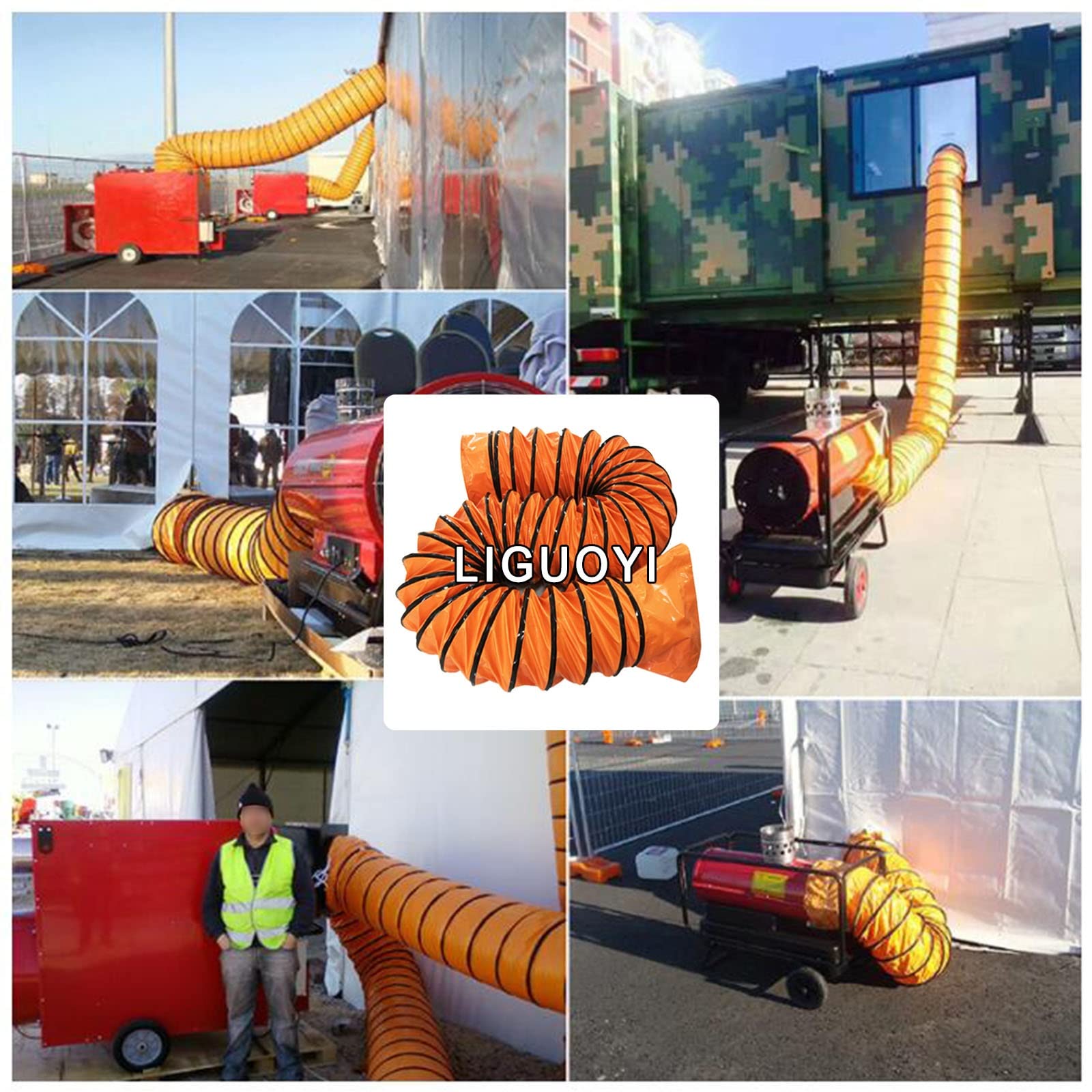 Manguera flexible de 5 m/10 m, tubo de ventilación de PVC HVAC para calefacción y refrigeración, conducto portátil con cuerda ajustable y anillos en D