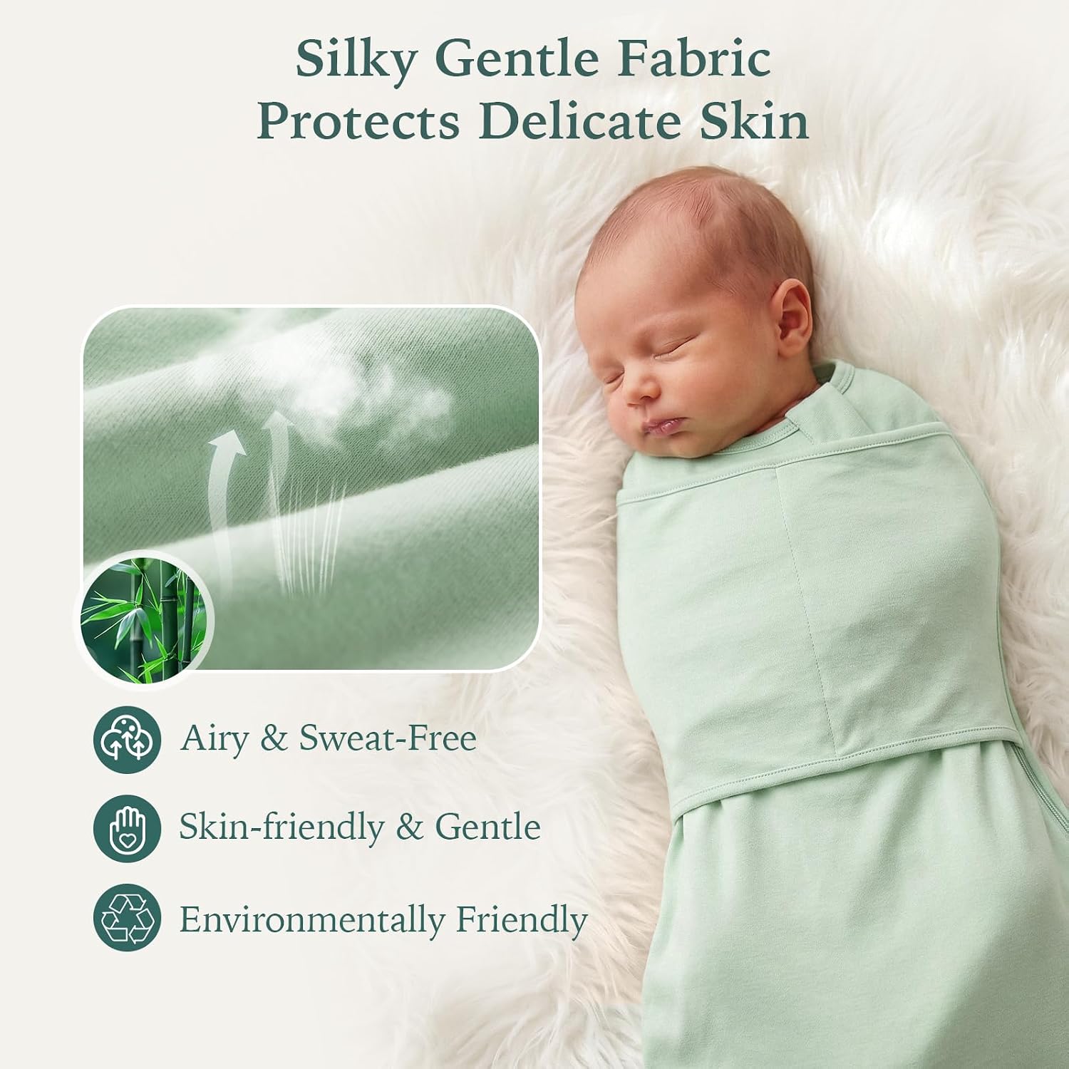 BubblePanda Swaddles for Newborns Rayon Made from Bamboo Sleep Sack 2 Way Zipper Baby Swaddle Silent Velcro Swaddles