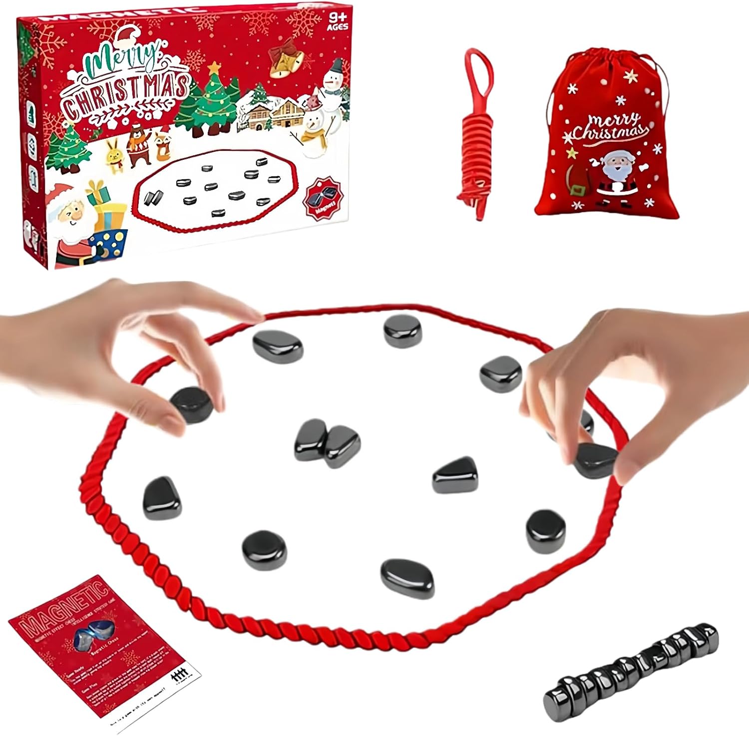 30 Piece and Rope Magnetic Chess Game Set - Portable Magnetic Chess Board for Children and Adults, Brain Boosting Strategy Game, Perfect for