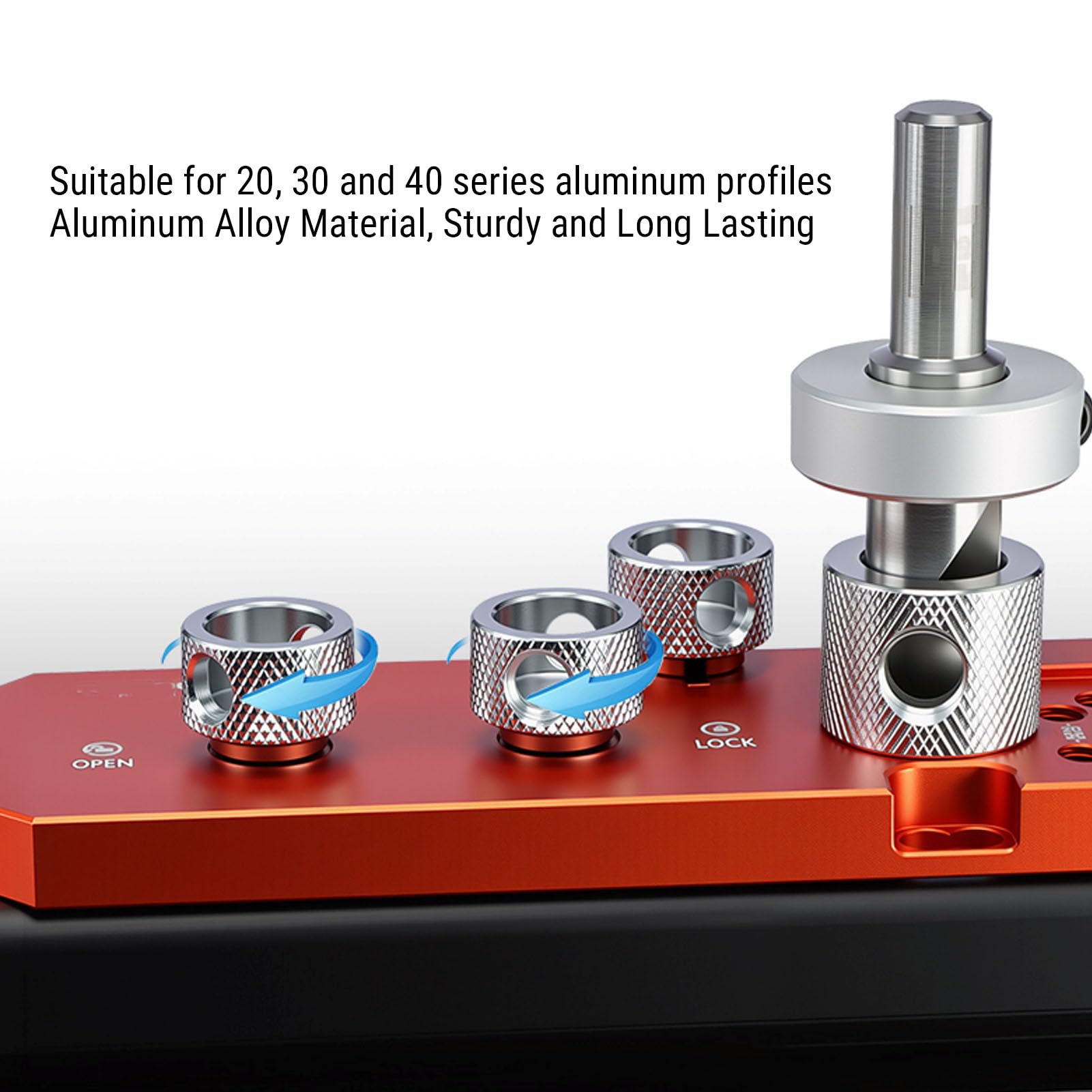 Aluminium-Profilbohrer, Bohrlehre aus eloxierter Aluminiumlegierung für Profile der Serien 20, 30 und 40 mit integriertem Lineal zum Bohren und Gewindeschneiden