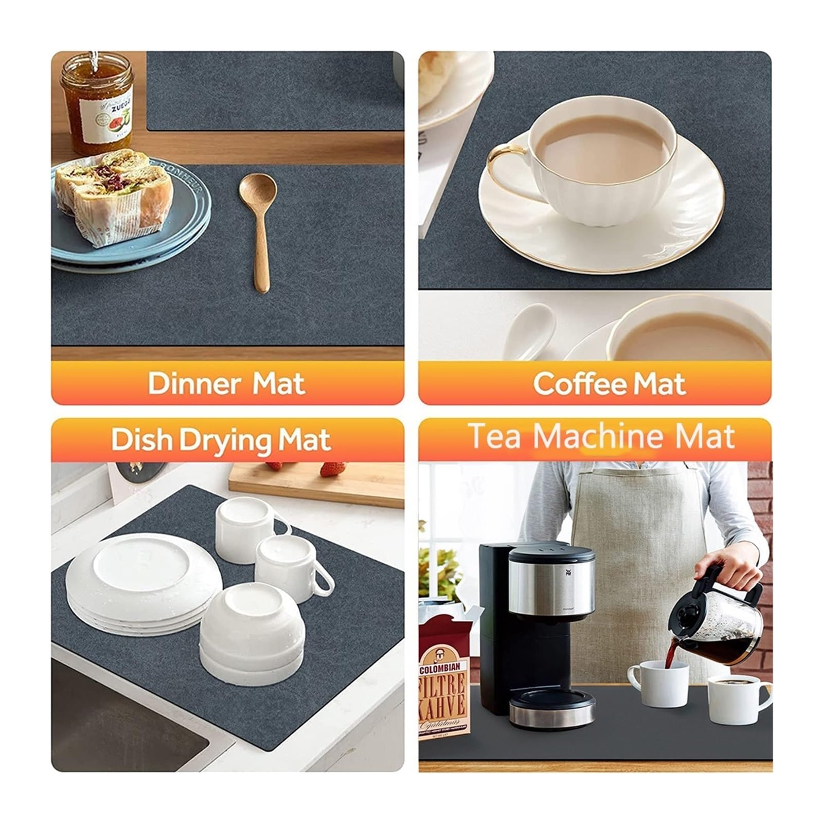 Raxove Bar caffè,Tappetino drenante Assorbente da Cucina | Tappetino per asciugare i Piatti ad Asciugatura Rapida, Tappetino drenante da Cucina per da Tavolo per lavelli