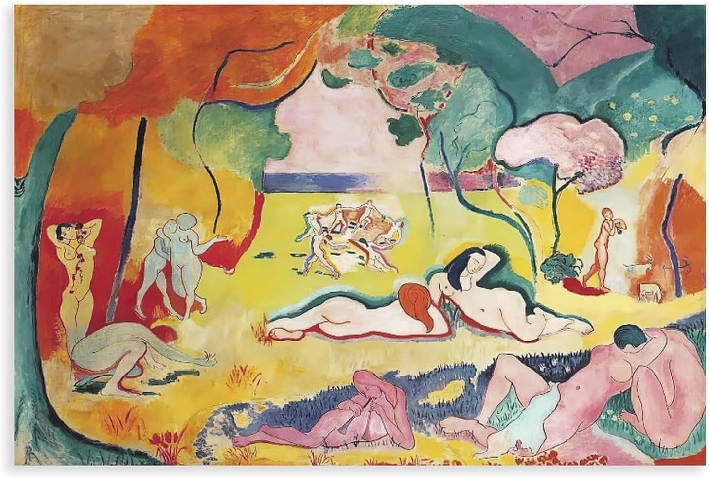 Rikin Liuff Le Bonheur De Vivre by Henri Matisse Canvas Painting Classic Wall Art Henri Matisse Poster and Prints for Office Home Decor 40x55cm Frameless