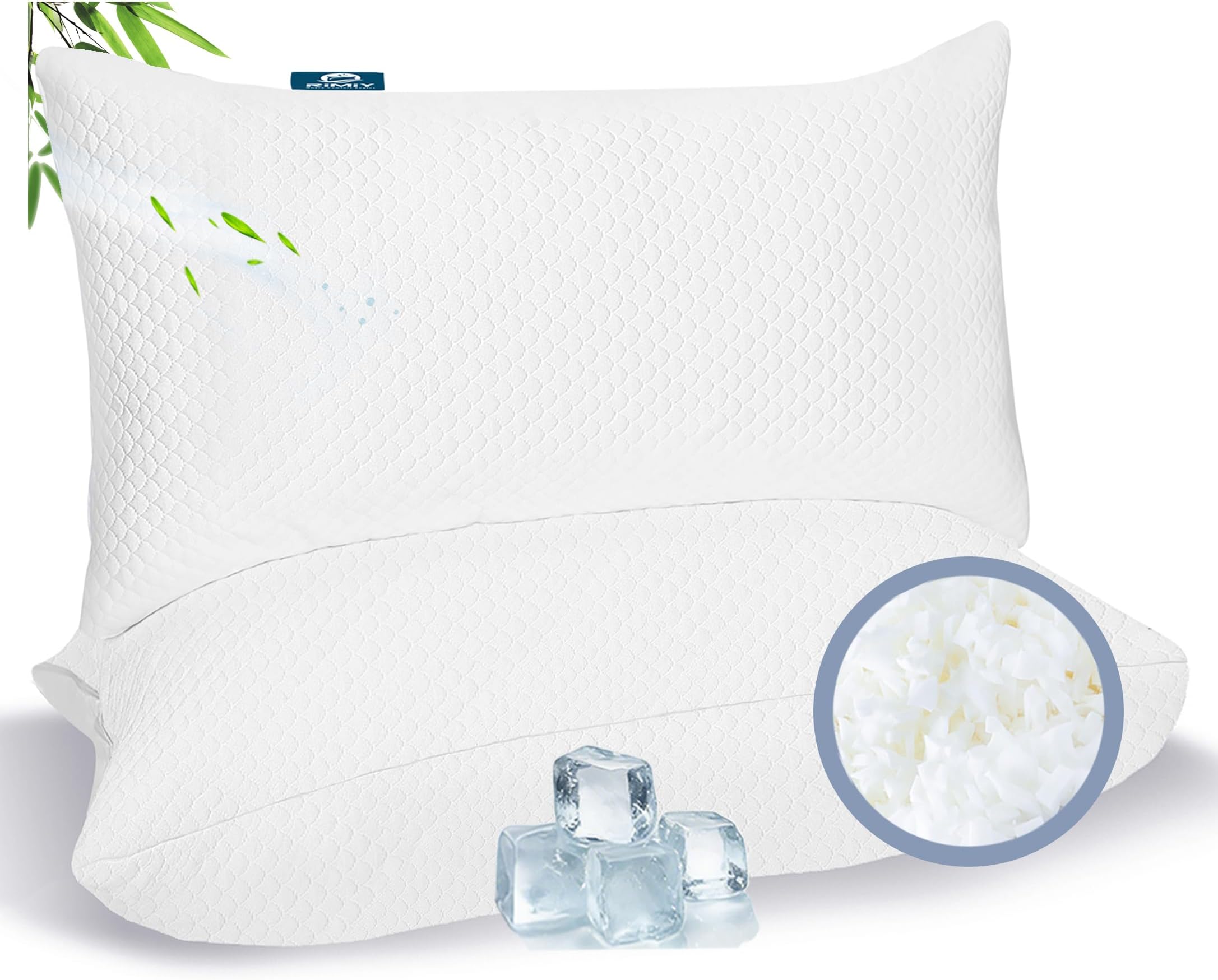 Memory Foam Pillows 2 Pack with Bamboo Rayon Cover, Cooling King Size Pillows Firm Set of 2, Adjustable Supportive Bed Pillow for Side, Back & Stomach Sleeper, CertiPUR-US Certified Foam