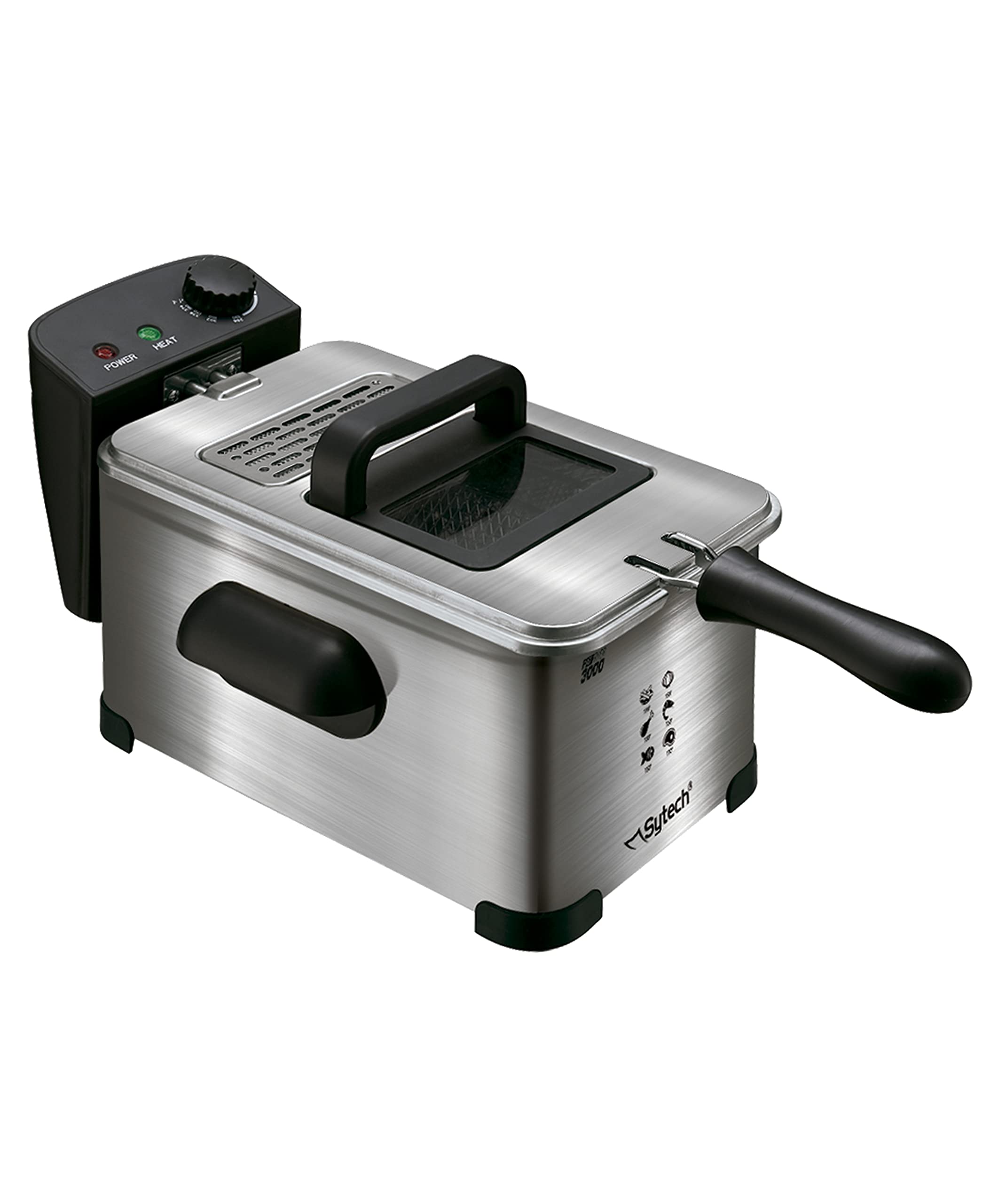 Sytech freidora electrica, 3l., Acero INOX, 2000w