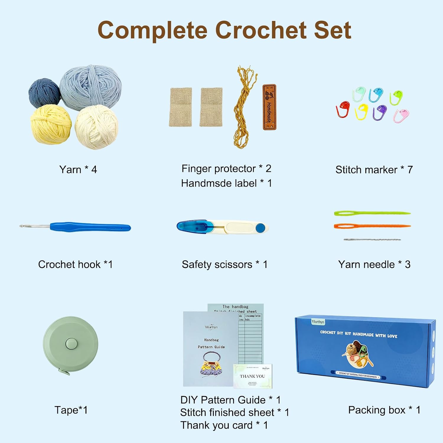 Yilurthyn DIY Crochet Kit Bag for Beginners Handmade Crochet Handbag Gift