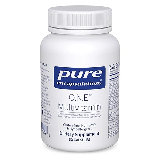 Pure Encapsulations O.N.E. Multivitamin - Once Daily Multivitamin with Antioxidant Complex Metafolin, CoQ10, and Lutein to Support Vision, Cognitive Function, and Cellular Health* - 60 Capsules