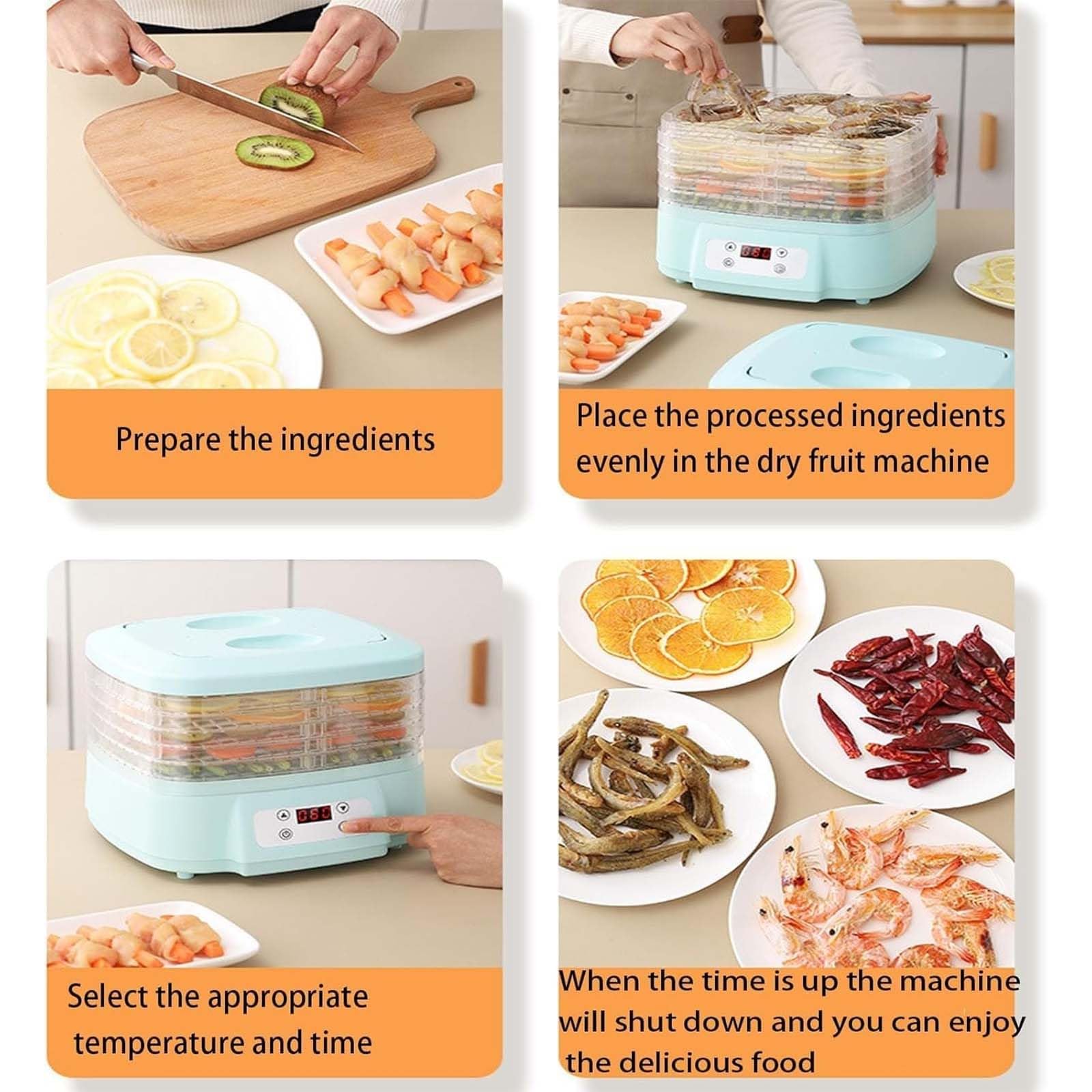 Macchina disidratatrice per Frutta e Verdura, termostato Elettrico Portatile Regolabile, Macchina disidratatrice per Alimenti con Flusso d'Aria a 360°
