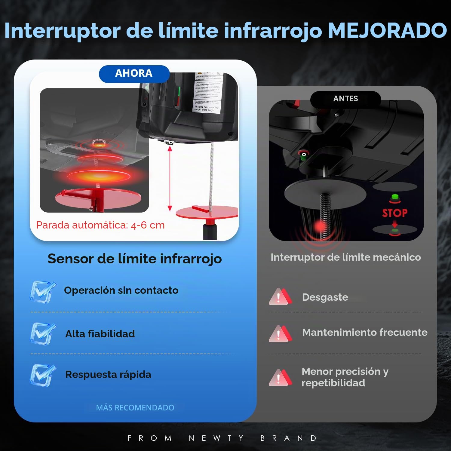 NEWTRY 3 en 1 Polipasto eléctrico 1500W, 500KG capacidad de carga con final de carrera por infrarrojos mejorado, elevación vertical y horizontal, mando a distancia 120M con CE
