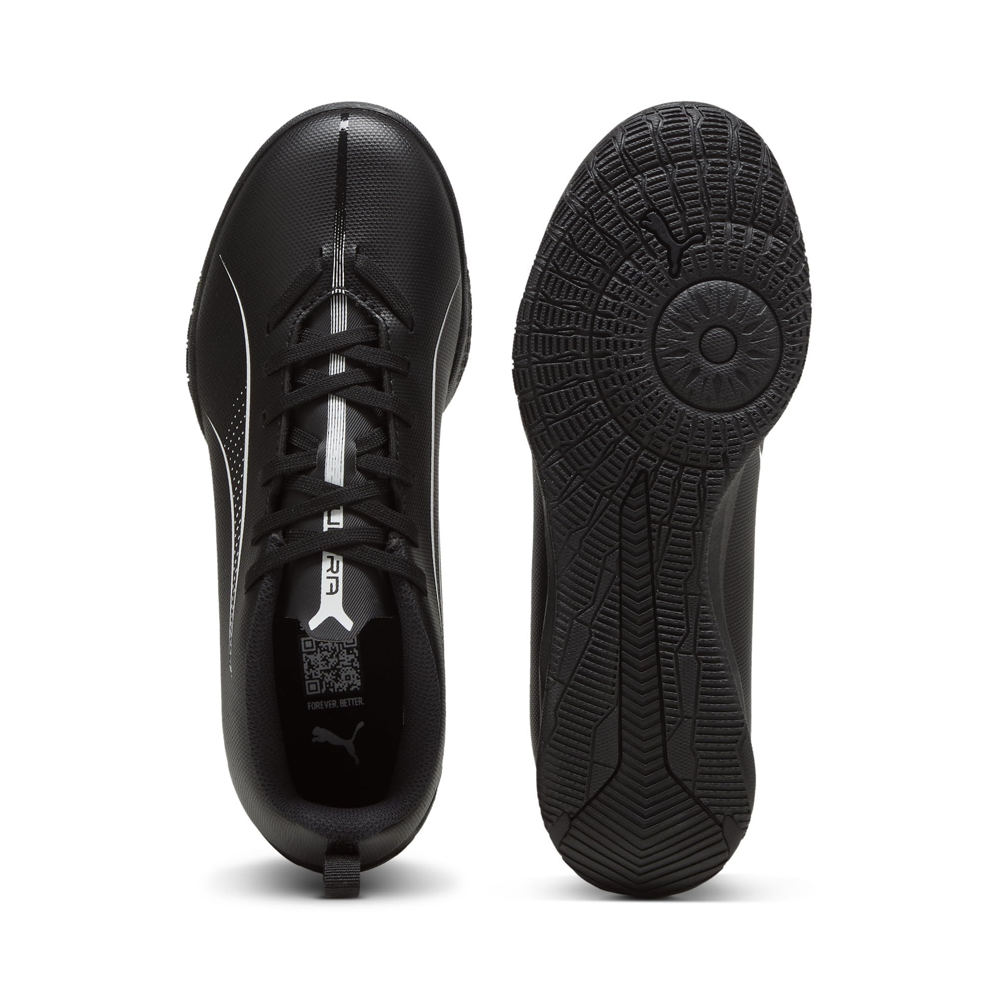 PUMA Ultra Play Indoor Training Sneaker, Black White, 6.5 US Unisex Big Kid