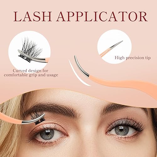 Miniatura 6 de Higu - Kit de extensión de pestañas para bricolaje, 5 pares, pinzas de pestañas en racimo, racimos de pestañas que se unen y sellan impermeables,