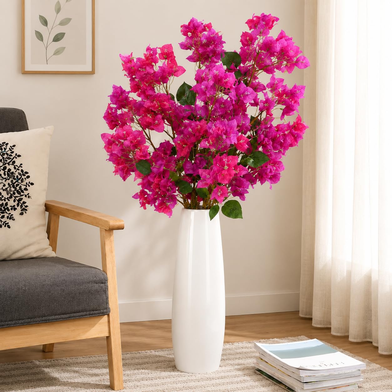 CURATED CART Bougainvillea Artificial Flowers 30 Inch Purple Mix - 1PCS Realistic Silk Faux Flower, UV Resistant Long Stem, Fake Hanging Vines for Outdoor Wedding Arch, Garden, Porch, Home Decor-image-41