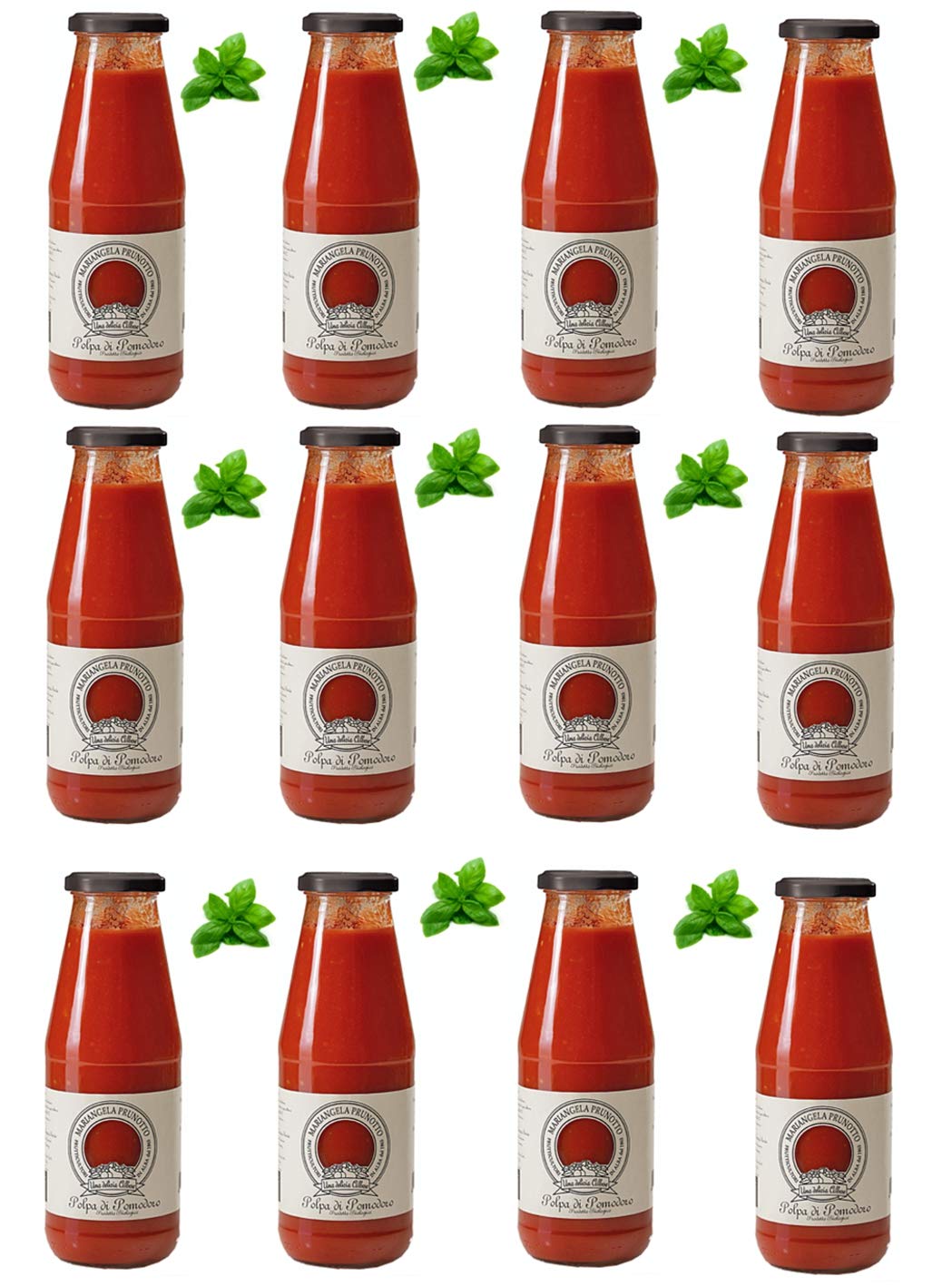 Azienda Agricola Prunotto Mariangela - Polpa di Pomodoro Biologica con basilico - 12 bottiglie da 690 g (12x690g)