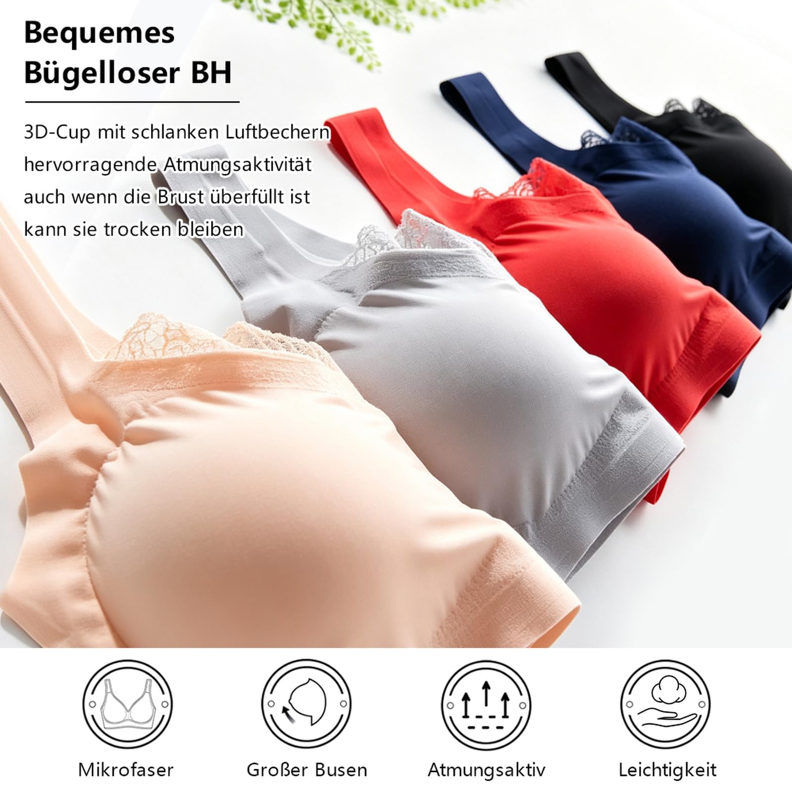 Brassiere Sport Femme sans Armature brassière Forte Poitrine | soutien gorge de sport femme support léger invisible sous les vêtement utilisation quotidienne