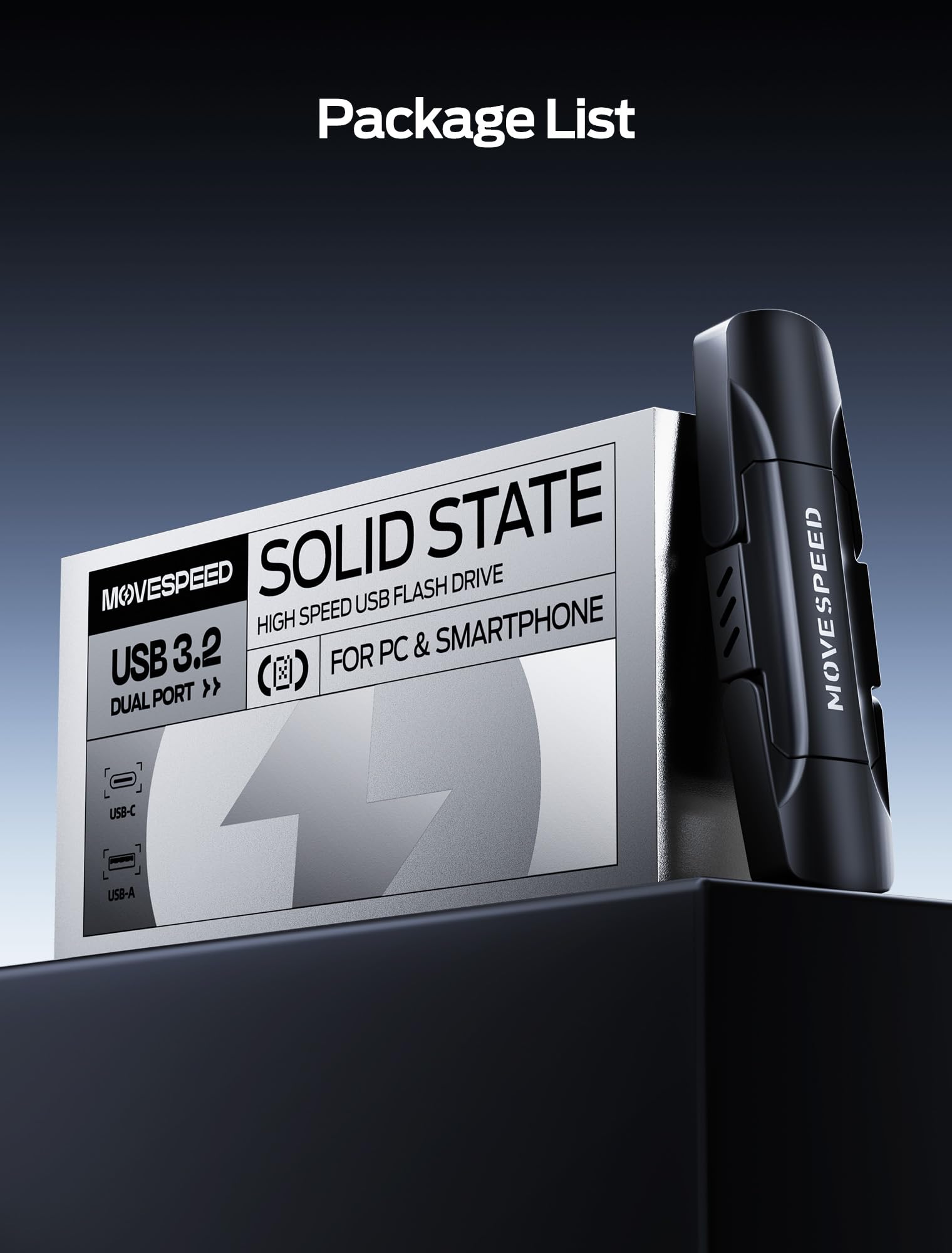 MOVE SPEED Unidades de estado sólido de 128 GB, SSD externo de velocidad de lectura de 570 MB/S con doble puerto tipo C + SSD portátil USB 3.2 para iPhone 17/16/15 Series, Android, Mac, Windows