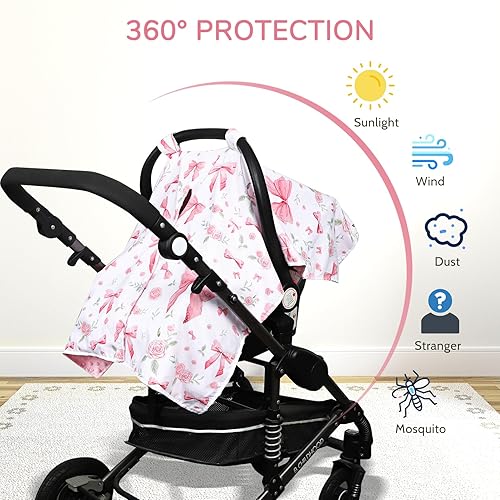 Miniatura 4 de Peekaboo - Funda para asiento de automóvil para bebé, niñas, niños, mamás, lactancia, manta para bebé, rosa rosa