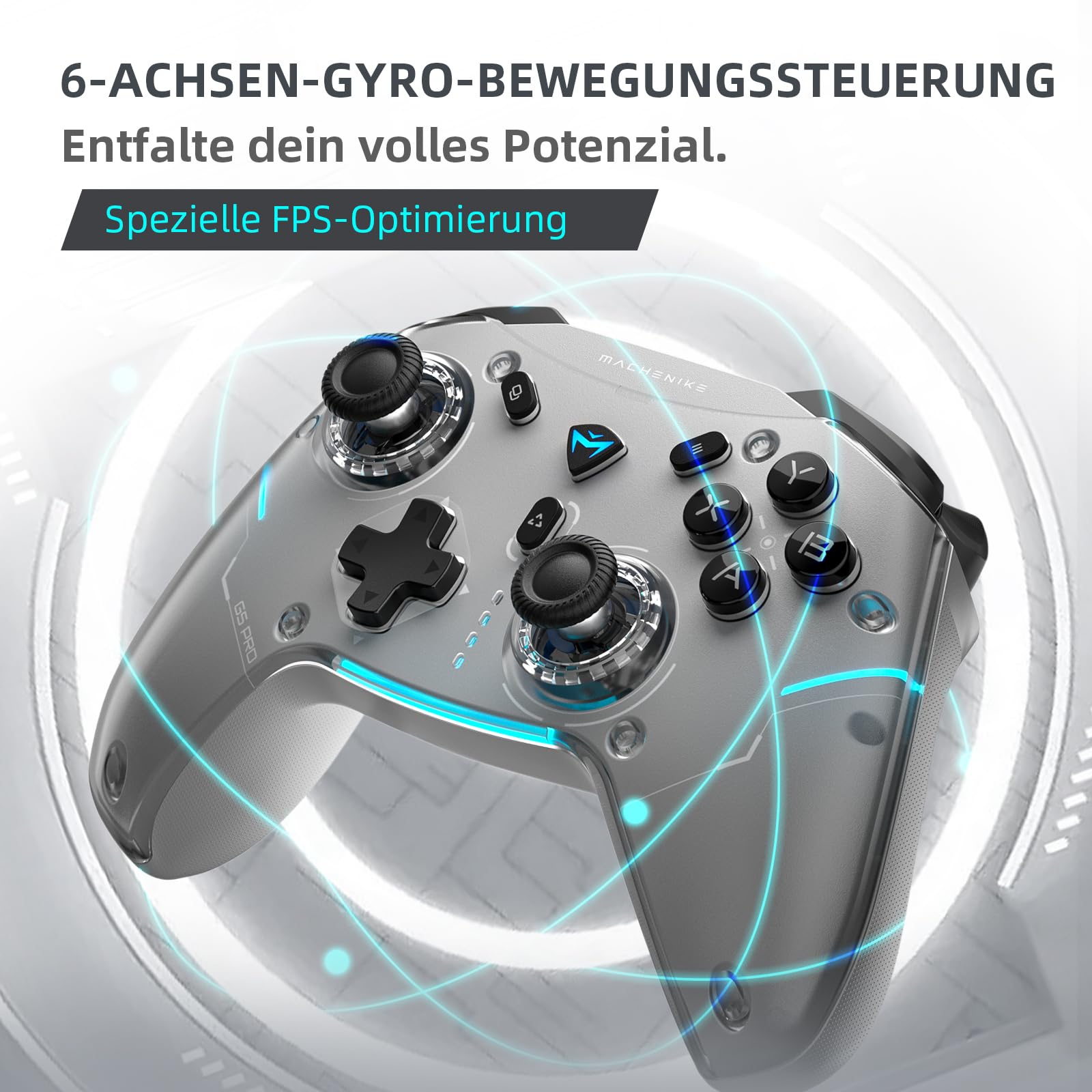 Machenike G5PROMAXSE Bluetooth Controller 1000Hz Hall Effect Joysticks Trigger Gaming Controller Wireless PC Switch iOS Android 2 Rücktasten Weiß
