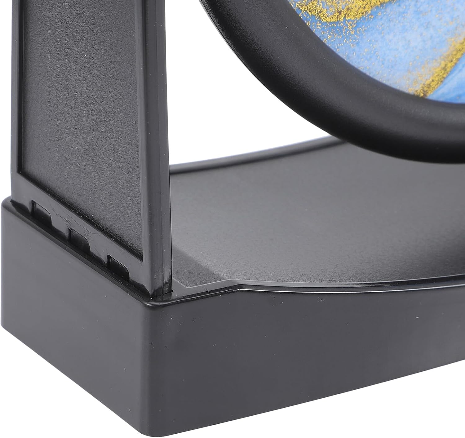 HOMSFOU Moving Sand Painting Desktop Decor with Rotating Base, 250x60x250mm Blue Frame Quicksand Art Ornament for Home and Office Relaxation and Decoration